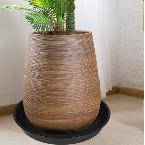 2 Pack of Plant Saucer Tray 17 inch, Heavy Duty Plastic Pot Plant Drip Trays Saucers for for Indoors Outdoor, Plant Water Tray for Planters 15-17" (17", Black)