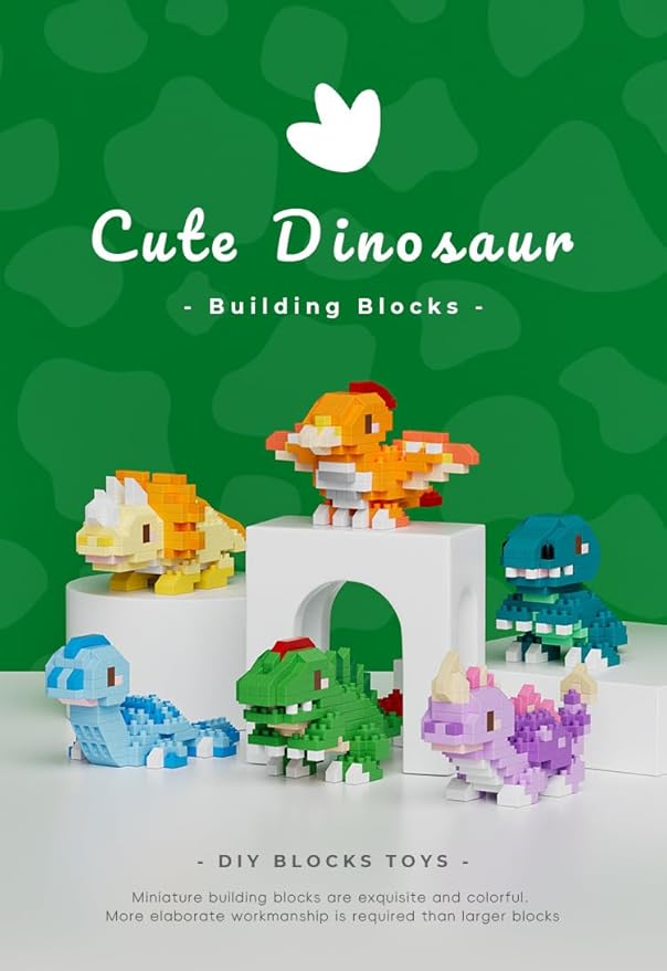 6 Set Cute Dinosaur Animals Creature Building Toy Blocks Ancient Creatures Life Mini Bricks Micro Building Toys