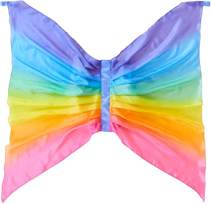 Sarah's Silks Rainbow Fairy Wings | Butterfly Costume for Kids, Real Natural Silk Montessori Waldorf Toys Dress Up for Pretend Play | Hand Dyed Toy for Girls and Boys Ages 3-8
