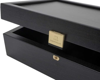 Handmade Wooden Storage Chess Box BLACK / Case for Standard Size Chess Pieces (32 pcs - up to 3,75" inch pieces - Chessmen Not Included)