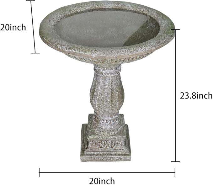 SKYFIRE 20”Dia.X 23.8”Tall Outdoor Birdbath with Pedestal - Modern Garden Birdbaths Outdoor Decor for Bird Spa & Birdfeeder, Floor Bird Baths for Garden Patio, Yard, Lawn