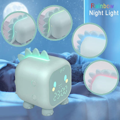 Kids Alarm Clock Girls Green Dinosaur Alarm Clocks with Night Light Bluetooth Digital Alarm Clock for Kids Girls Children