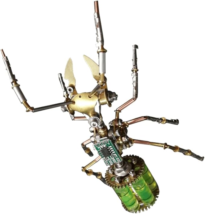 3D Steampunk Mechanical Insect Puzzle Kit - DIY Metal Assembly Model for Adults, Unique Retro Brass Sculpture Craft for Home Office Decoration (Gatling Ant)