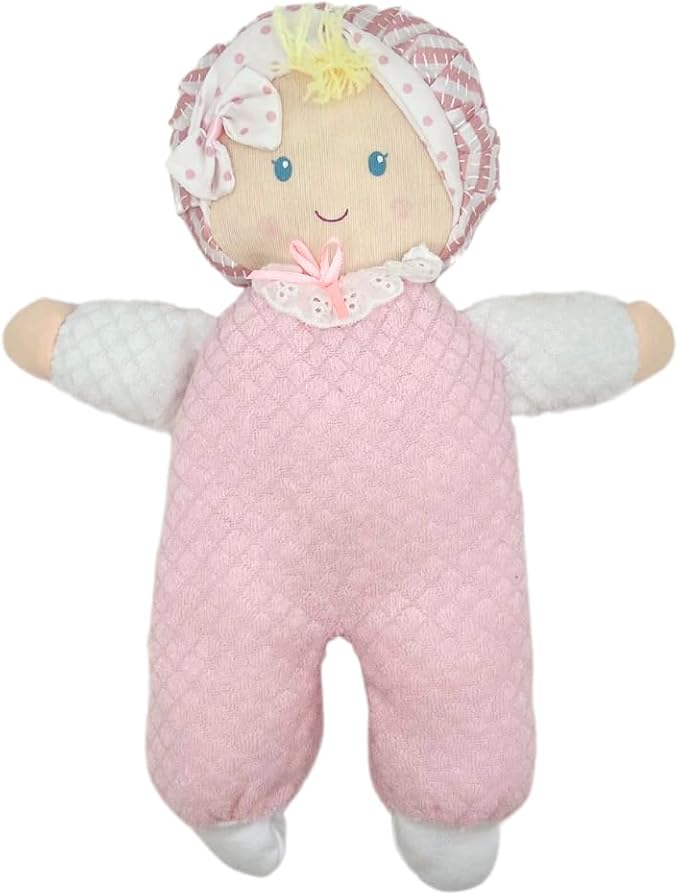 Genius Baby Toys Soft Baby Doll - Cuddly and Soft - Perfect First Baby Doll for Infants and Toddler - Cute Pink and White Outfit - No Hard Parts - Nontoxic First Doll - Perfect for Baby Shower