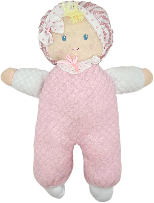Genius Baby Toys Soft Baby Doll - Cuddly and Soft - Perfect First Baby Doll for Infants and Toddler - Cute Pink and White Outfit - No Hard Parts - Nontoxic First Doll - Perfect for Baby Shower
