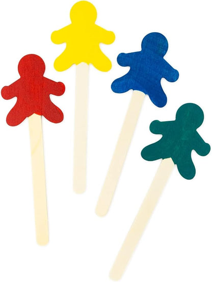 Hygloss Natural Wood Popsicle Sticks - Craft Stick - Great for Arts and Crafts - People Shape - 6.25 Inches High - 100 Pcs