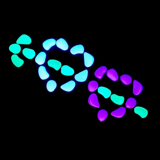 Oismys Glow in Dark Rocks Luminous Stones 200Pcs Garden Accessories Micro Landscape Fish Tank Decoration Outdoor Patio Lawn Yard Kit