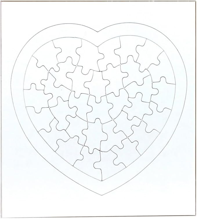 Hygloss 12 Blank Heart Puzzles – 8.5 x 9.5 Inches with Surrounding Frame – Ideal for Valentine’s Day Crafts – Write, Draw, and Decorate – 34 Pieces Each