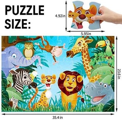 Jumbo Floor Puzzle for Kids Animal Jigsaw Large Puzzles 48 Piece Ages 3-6 for Toddler Children Learning Preschool Educational Development Toys 4-8 Years Old Birthday Gift for Boys and Girls