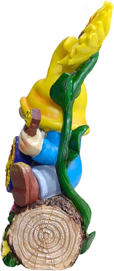 Spring & Summer-Themed Garden Statues – Adorable Outdoor Decor for Lawn, Patio & Porch (Bloom with Joy Sunflower Gnome 10" Garden Statue Figurine with Guitar, Spring and Summer Home Decoration)