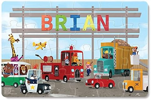 Personalized Jigsaw Puzzle for Kids, 24-Piece - I See Me! (Construction Trucks)