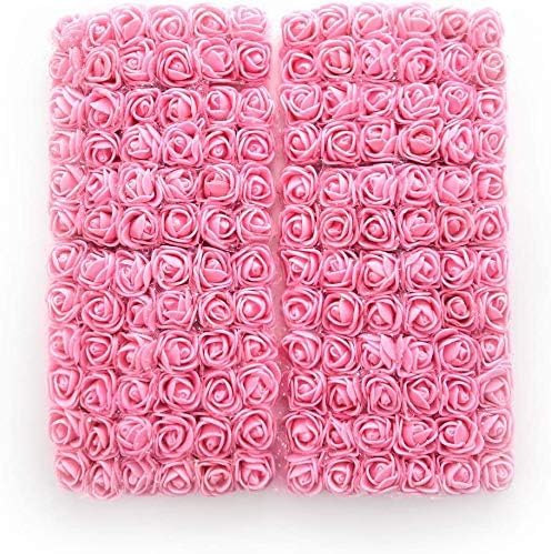 Foam Rose Fake Flowers for Crafts 144 pcs 2 cm Mini Wreaths Artificial Flower Bouquet Multicolor Rose Flower Wedding Scrapbooking Decoration Rose Fake Flower(Pink)