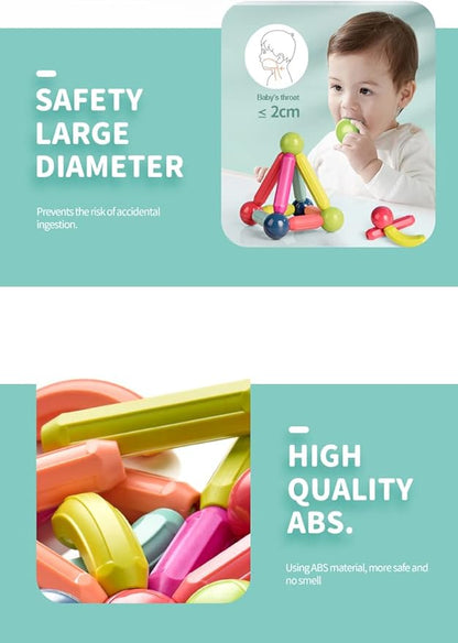 Magnetic Balls and Rods Set, Magnet Building Set, Magnetic Balls and Sticks - Featuring Safe, Extra-Strong, Montessori Toys STEM Stacking Toys for Boys & Girls 3+ (42 PCS)