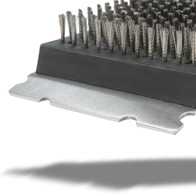 BBQ-Aid Grill Brush and Scraper for Barbecue – Grill Brush for Outdoor Grill with Extended, Large Wooden Handle and Replaceable Stainless Steel Bristles Head –No Scratch- BBQ Grill Brush for Any Grill