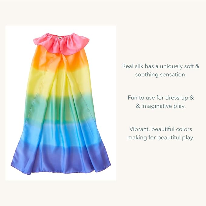 Sarah's Silks - Rainbow Cape for Kids Ages 3-8 | Montessori and Waldorf Toy Dress Up for Pretend Play | Birthday Gift for Boys and Girls