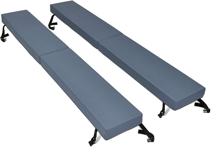 North American Mattress 8' Outdoor Picnic Bench Seat Cushion - 2 Piece Set; 96" (8ft) x 10" x 3"; Gray - Folding & Easy to Carry
