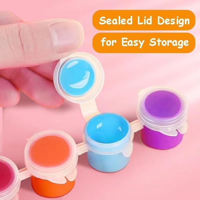 15 Set 12 Colors Washable Acrylic Paint Strips Kit for Kids with 30 Pcs Painting Brushes Totally 210 Pcs Mini Acrylic Paint Set for Kid Adult Arts and Crafts, Classroom Painting Supplies (210)