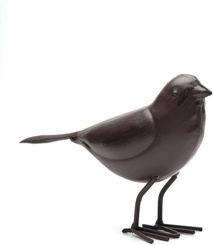 Decorative Small Nostalgia Style Cute Bird Art Iron Sculpture Figurine Home & Office & Garden Decoration, Rust/Brown (American Robin)