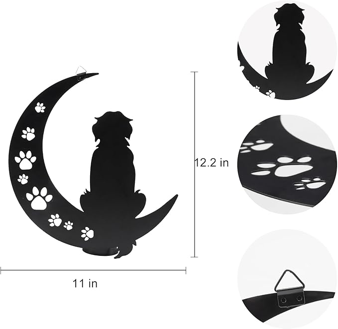 Dog Metal Wall Art Outdoor Decor- 12" Black Dog Metal Wall Sculpture Statues Wall Art Hanging Decoration,Dog Lover Gift,Dog Decor Gift for Indoor Outdoor,Garden,Farmhouse,Balcony Patio and Bedroom