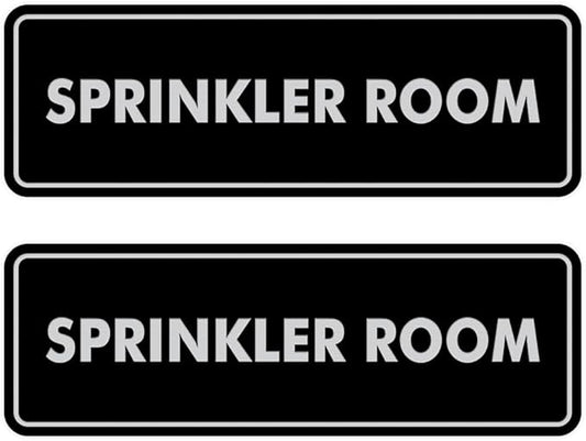 Signs ByLITA Standard Sprinkler Room Sign (Black/Silver) - Medium 2 Pack