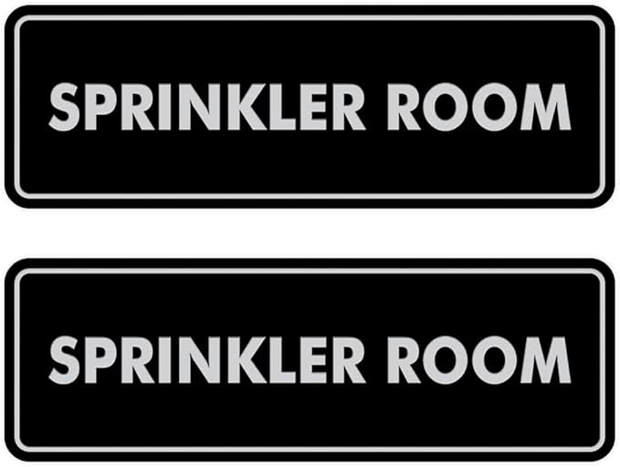 Signs ByLITA Standard Sprinkler Room Sign (Black/Silver) - Small 2 Pack