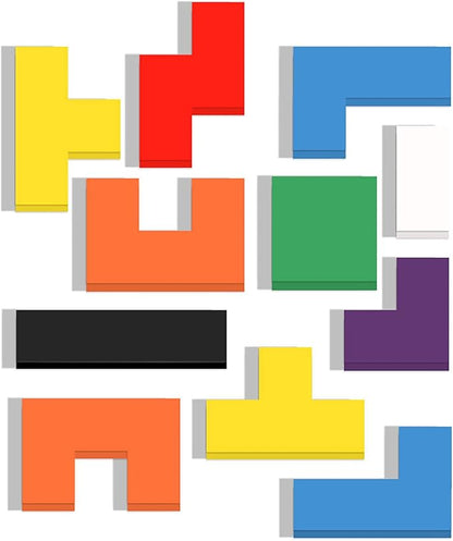 Large Wooden Blocks Puzzle Brain Teasers Toy Geometric Tangram Brain Teaser Puzzles Geometry Jigsaw 3D Russian Blocks Game STEM Montessori Educational Gift for Kids Adults