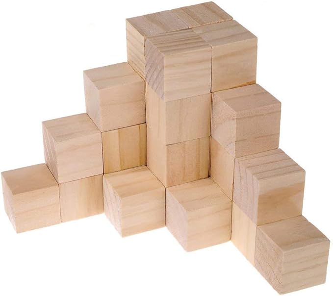 1 Inch Wood Blocks for Crafts, Unfinished Wood Cubes, Natural Blank Square Wooden Blocks, Wooden Cubes for Arts Crafts DIY Projects（1 * 1 * 1 inch，50Pcs）