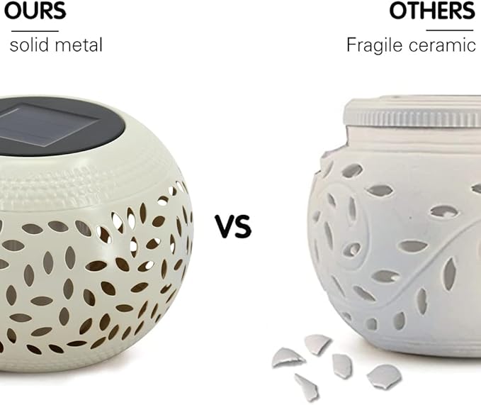 Solar Table Lantern Outdoor Waterproof-2PACK Dancing Flickering Flame Solar Light,White Metal Desktop Decorative Lamp Auto On/Off Lighting Dusk to Dawn for Indoor Desk Patio Garden Pathway Yard