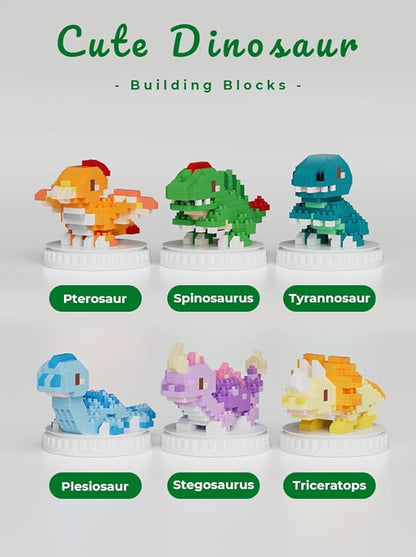 6 Set Cute Dinosaur Animals Creature Building Toy Blocks Ancient Creatures Life Mini Bricks Micro Building Toys