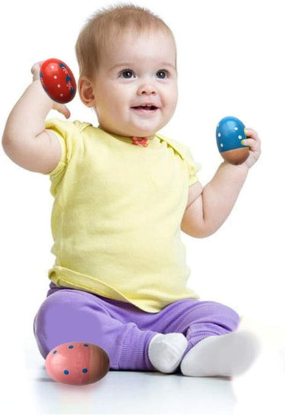 JoFAN 6 Pack Wooden Percussion Musical Shake Eggs Shakers for Kids Boys Girls Toddlers Christmas Stocking Stuffers Gifts Party Favors