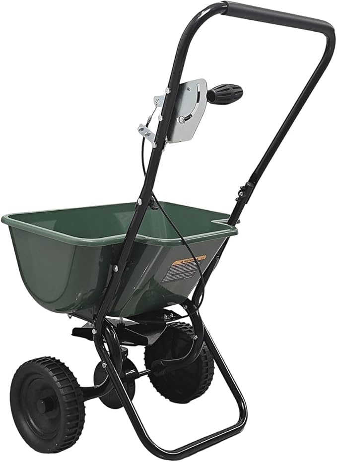 80LB Walk-Behind Broadcast Spreader for Seed,Fertilizer,Salt,Ice Melt, Fertilizer Spreader with Adjustable Drop Rate, Seed Spreaders for Lawns