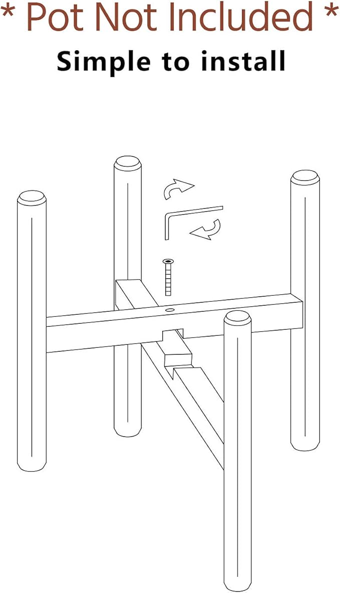 Mkono Plant Stand Mid Century Wood Flower Pot Holder (Plant Pot NOT Included) Modern Potted Stand Indoor Display Rack Rustic Decor, Up to 10 Inch Planter, Dark Brown