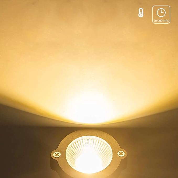 9W LED Landscape Lighting,LED Landscape Spotlight Outdoor for Flag Pole Light,Plug in Landscape Lights Warm White for Garden Decorative Lamp 6FT Cord US 3 Prong (Base,Stake Included) 2Pack