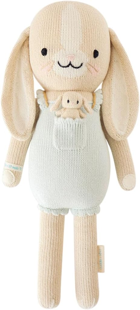 cuddle + kind Briar The Bunny Little 13" Hand-Knit Doll – 1 Doll = 10 Meals, Fair Trade, Heirloom Quality, Handcrafted in Peru, 100% Cotton Yarn
