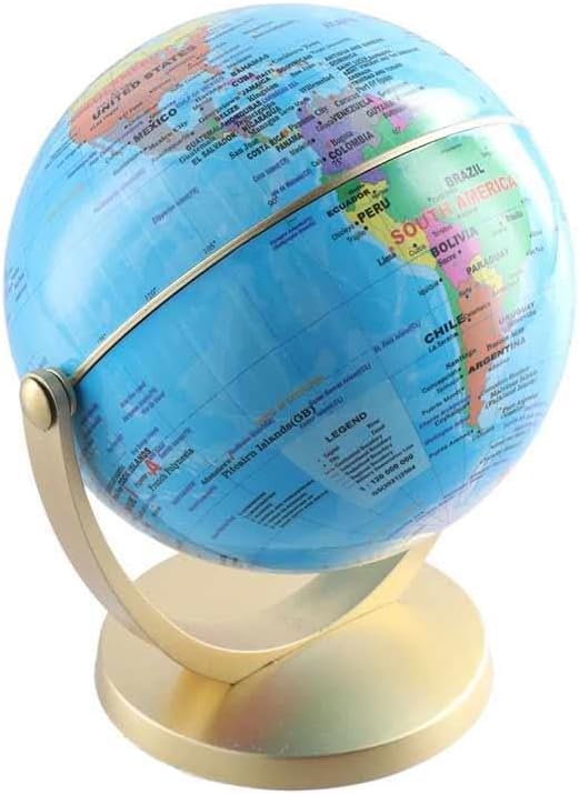 Leadigol 12cm World Globe with Stand, World Globe with Round base,360° Horizontal Rotation World Map with Clear Text Markings,Political Map Classroom Learning,Blue