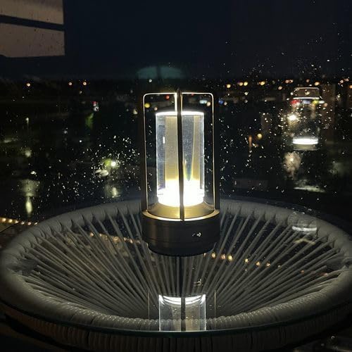 Klarako Crystal Lantern Lamp – Modern Cordless Rechargeable Bedside & Outdoor Light, Portable Wireless Lamp – Dimmable Touch Control – Luxury Living Room & Hotel-Style Lighting (Black, 40-Pack)