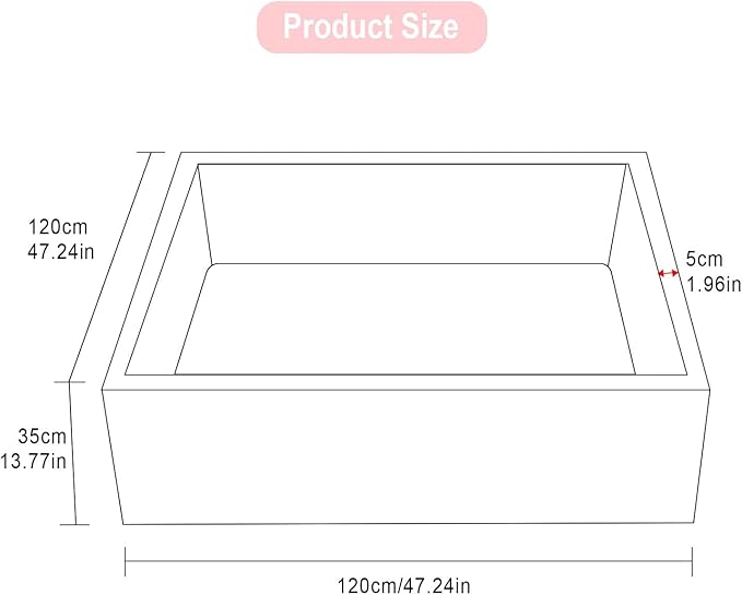 Extra Large Foam Ball Pit for Toddlers Kids Square Soft Ball Pool Ideal Gift Play Toy for Children (Pink)