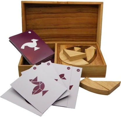 Logic Egg Tangram Set with Play Cards Wooden Puzzle Game