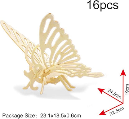Georgie Porgy 3D Wooden Puzzles for Kids Toys Construction Woodcraft Kits DIY Model Puzzle Kits Birthday Gifts Pack of 3 (Butterfly Unicorn Flamingo)