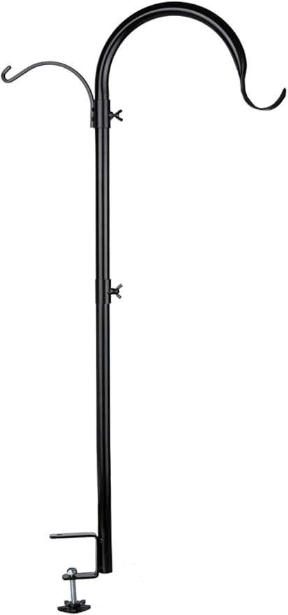 WOSIBO Three Span Deck Hook, 37 Inches Deck Bird Feeder Pole, Hanging Baskets Porch Multi-Hook for Deck Kit with Three Branches for Plant Hangers, Lanterns, Wind Chimes and More