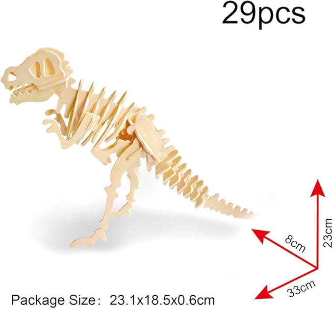 Georgie Porgy 3D Wooden Puzzles DIY Models Kits for Kids Dinosaur Airplane Woodcraft Construction Toys Pack of 6 (T-Rex Triceratops Spinosaurus Parasaurolophus Apatosaurus Stegosaurus)