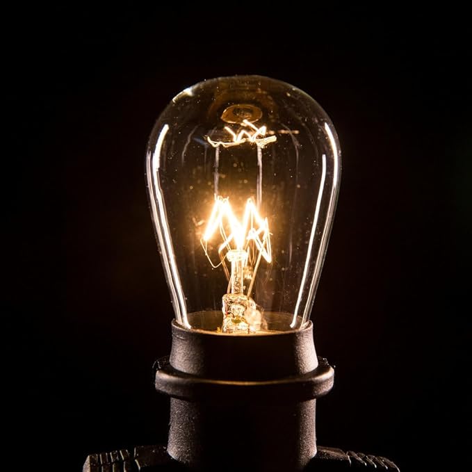 Hometown Evolution, Inc. 24 Foot E26 Outdoor Commercial String Lights with Suspended Socket for Weatherproof Heavy Duty Vintage Outside Lighting - Set of 12 S14 Clear Bulbs