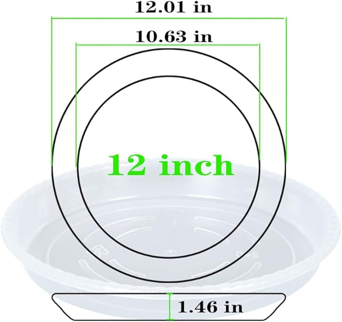 Plant Saucer 6 Pack of 12 inch, Clear Plastic Flower Plant Pot Saucer, Heavy Duty Plant Drip Trays Saucers for Indoor, Plant Water Tray for Planters