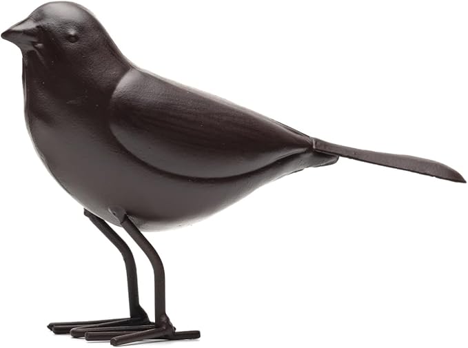 Decorative Small Nostalgia Style Cute Bird Art Iron Sculpture Figurine Home & Office & Garden Decoration, Rust/Brown (American Robin)