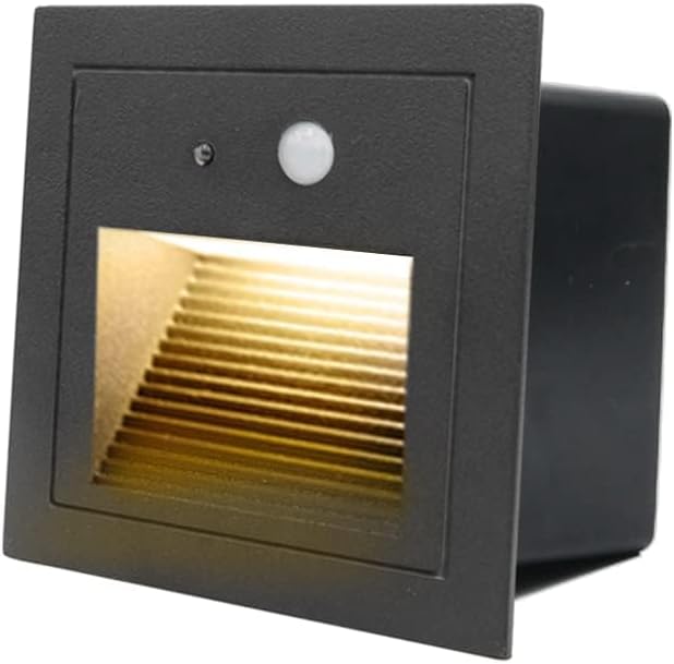 1Pcs/1.5W LED Recessed Wall Light with Motion Sensor, IP20 Indoor Step Lights, Low Voltage Bodysensor LED Stair Lights, Warm White 3000K for Indoor Stairs, Home, Kitchen, Attic, Aisle