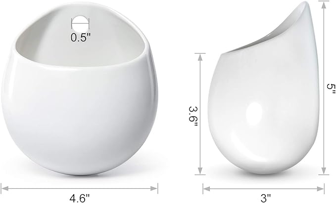 Mkono Wall Planter with Artificial Plants, Decorative Potted Fake Succulents Picks Assorted Faux Succulent in Modern Ceramic Hanging Plant Pot Vase for Home Decor, Set of 3