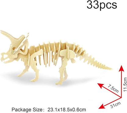 Georgie Porgy 3D Wooden Puzzles DIY Models Kits for Kids Dinosaur Airplane Woodcraft Construction Toys Pack of 6 (T-Rex Triceratops Spinosaurus Parasaurolophus Apatosaurus Stegosaurus)