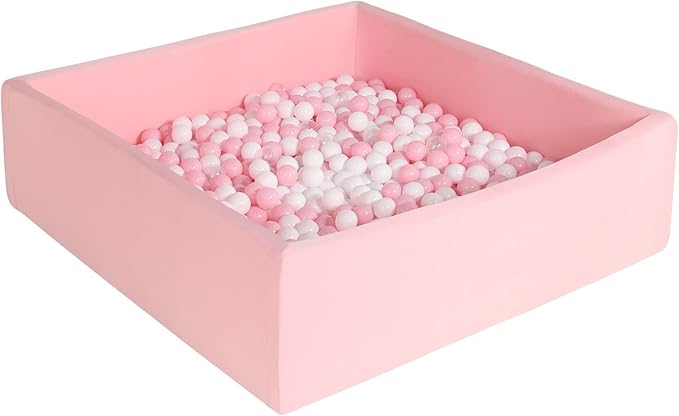 Extra Large Foam Ball Pit for Toddlers Kids Square Soft Ball Pool Ideal Gift Play Toy for Children (Pink)