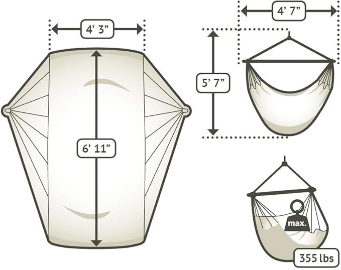 LA SIESTA® - XL King Habana Cotton Hammock Chair & CasaMount - Hanging Chair w/Suspension Kit for Walls Ceilings & Square Beams - Indoor Outdoor Swing Hanging Chair Bedroom Patio Balcony - Zebra