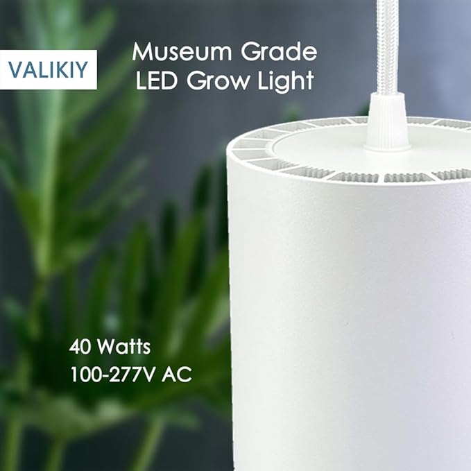 Hanging Grow Light 40W Large, Full Spectrum Warm White Color Plant Lamp, 120V Plug-in with Timer, 15FT Fabric Power Cord, Decorative Pendant Plant Light for Indoor Plants, Flowers …